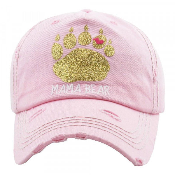 Mama BEAR Hats with Adjustable Back • Pink