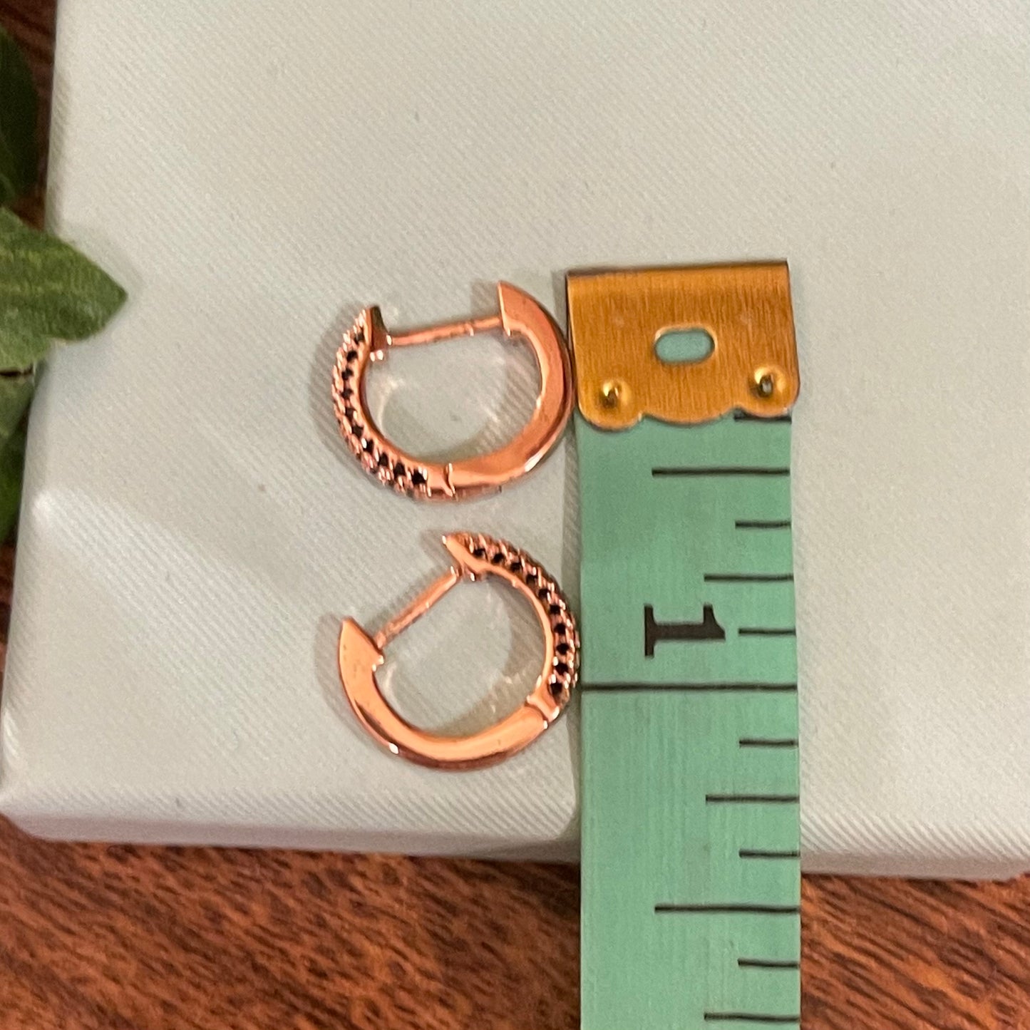 Sterling Silver Rose Gold Overlay Huggie Hoop Earrings