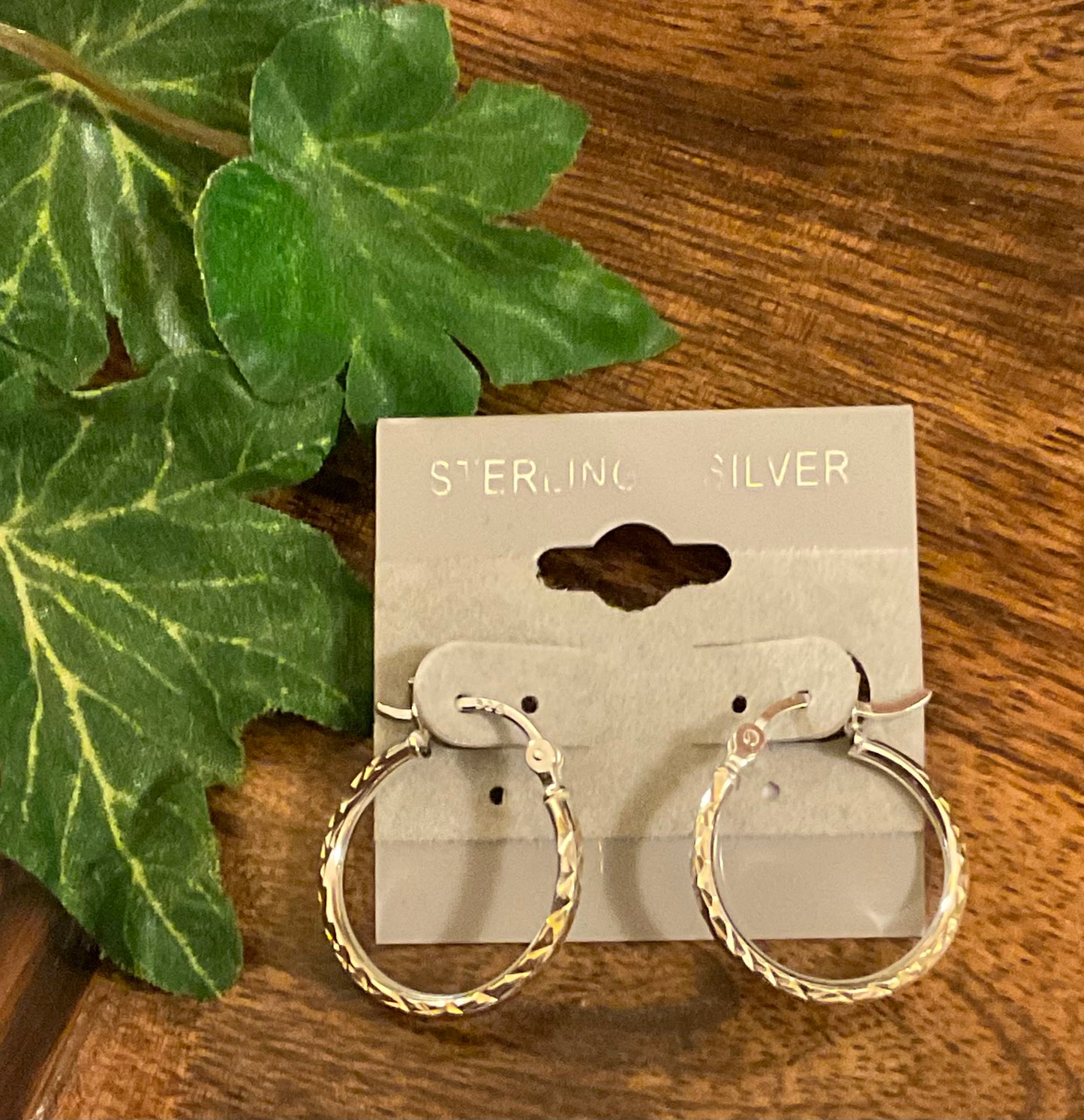 Sterling Silver Diamond Cut Hoop Earrings