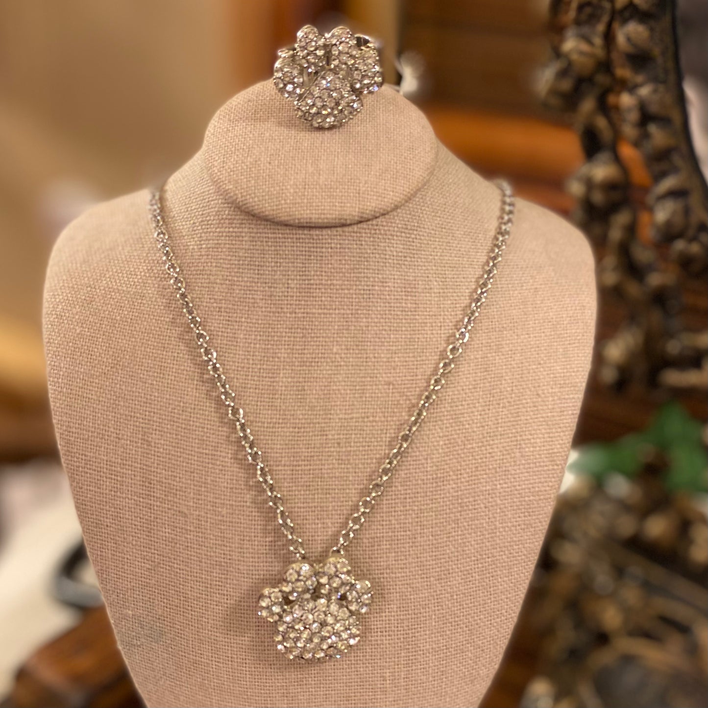 Paws Crystal Necklace or Ring