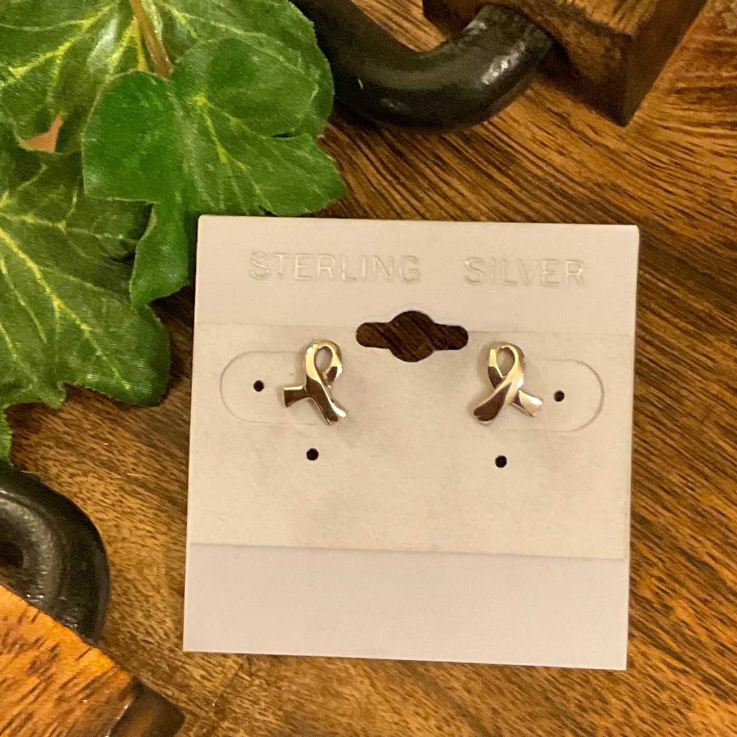 Sterling Silver Awareness Ribbon Post Back Earrings