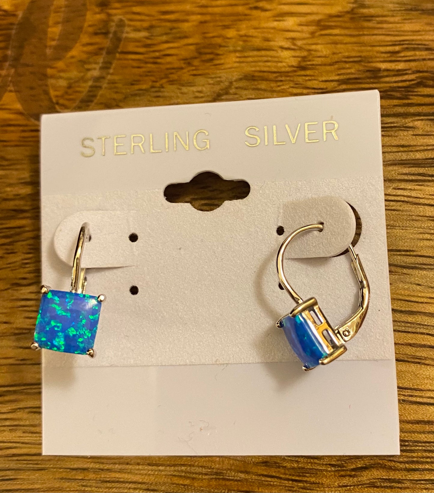 Sterling Silver Lever-back Earrings • Pink Opal