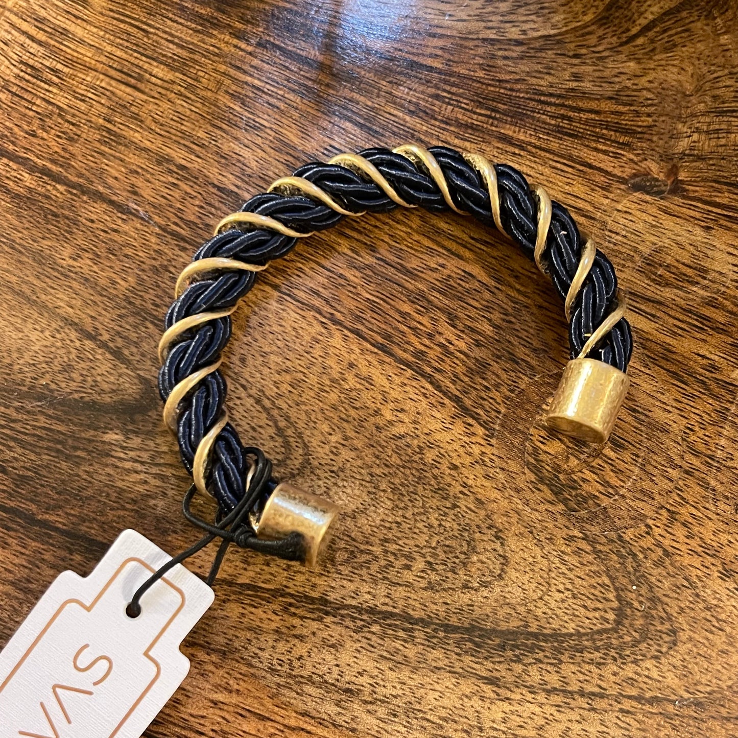 Bracelets - Cuff Bracelet with Gold Hardware