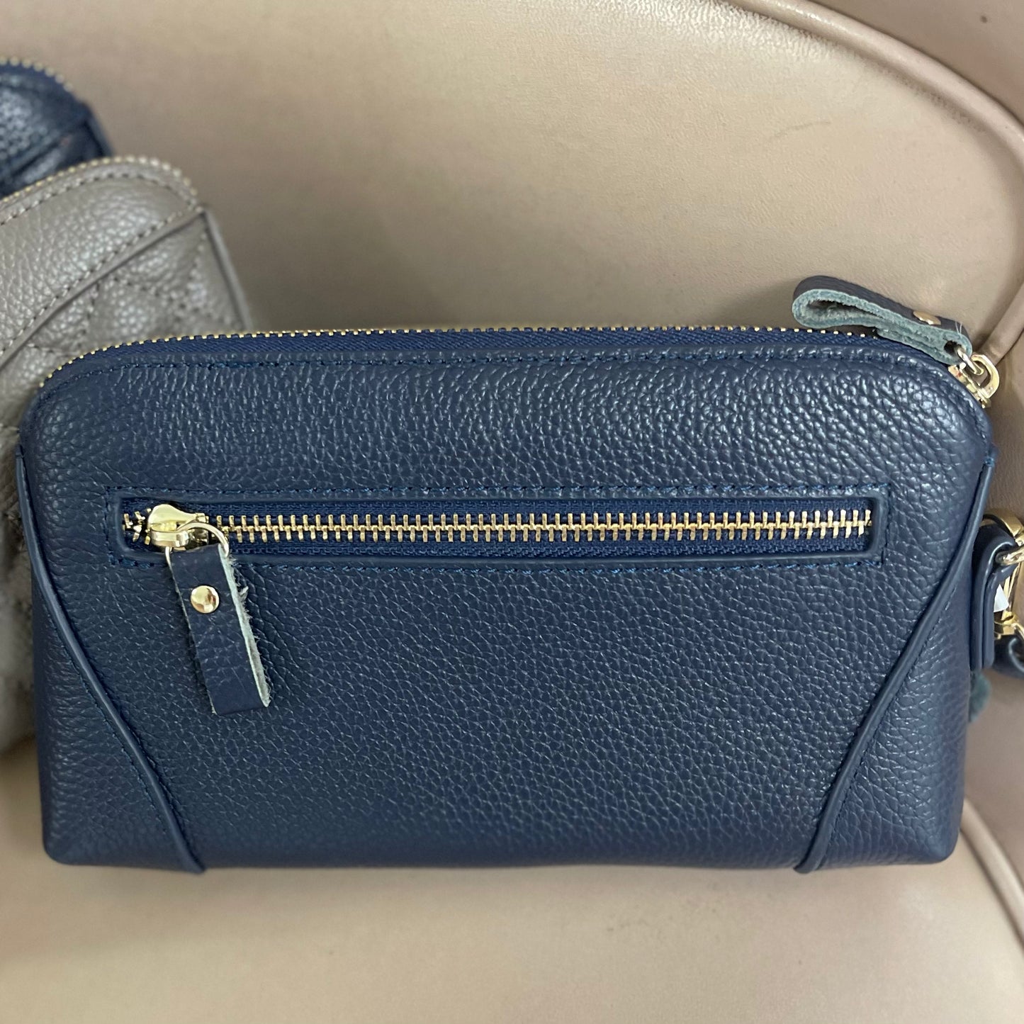 Genuine Leather Navy Clutch/Wristlet