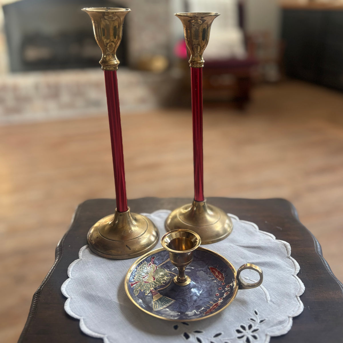 Christmas Candlesticks in Brass