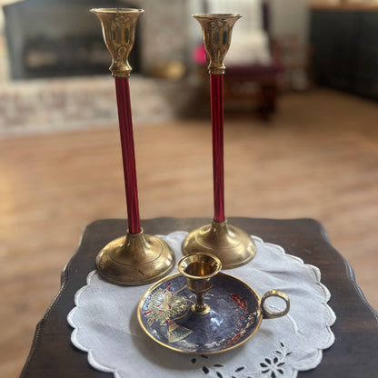 Christmas Candlesticks in Brass