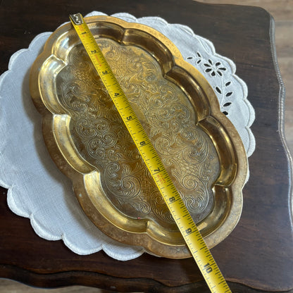 Vintage Silverplate over Brass Tray
