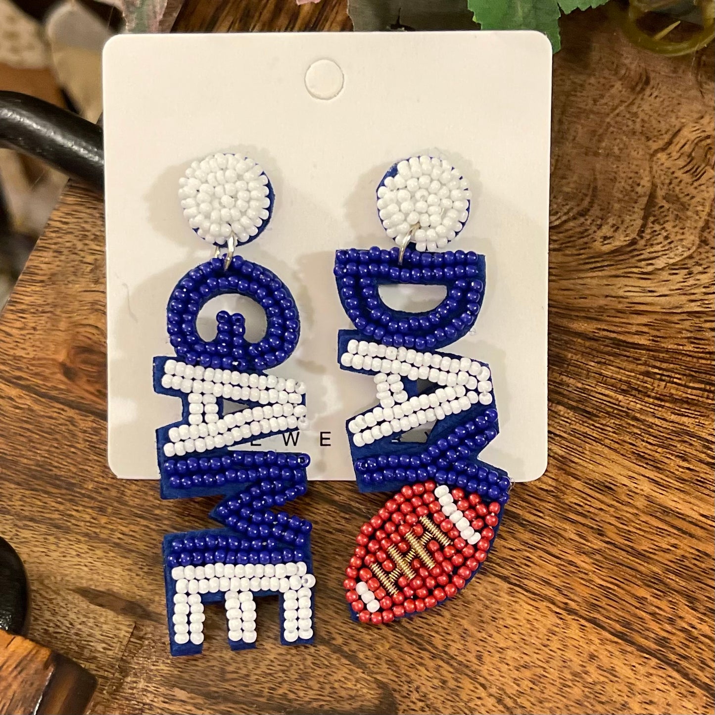Touch Down or Game Day Statement Seed Bead Post Style Earrings