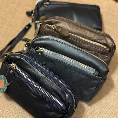 Metallic Leather Wristlet