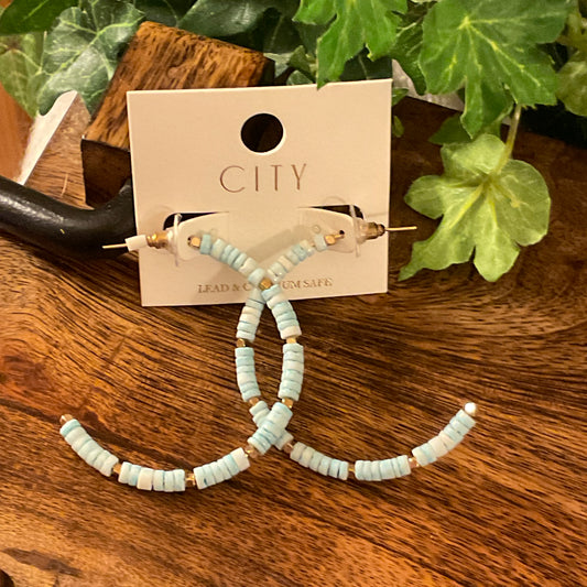 Earrings- Beaded 2” Hoop Earrings in Pastel Colors