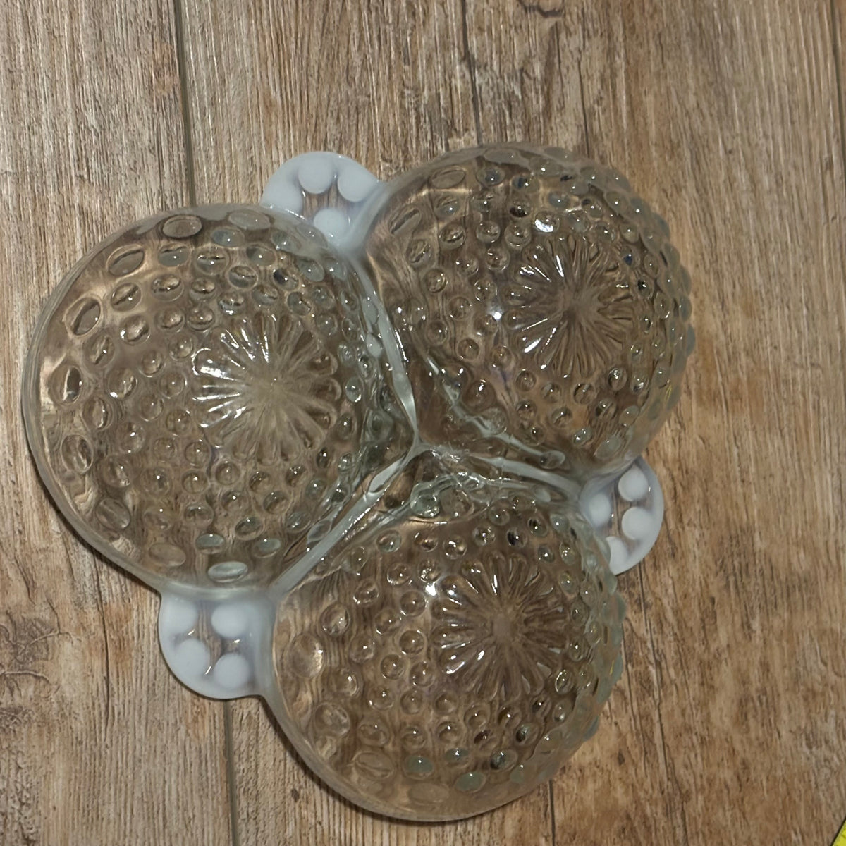 1940’s Moonstone Clear Opalescent Divided Relish Dish