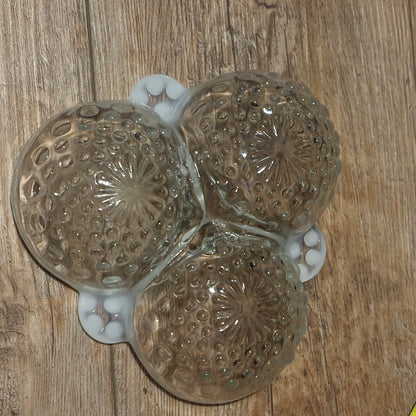 1940’s Moonstone Clear Opalescent Divided Relish Dish