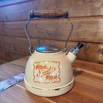 Home Sweet Home Enamelware Tea Kettle
