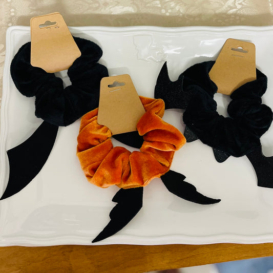 Halloween Velvet Hair Scrunches • Bats