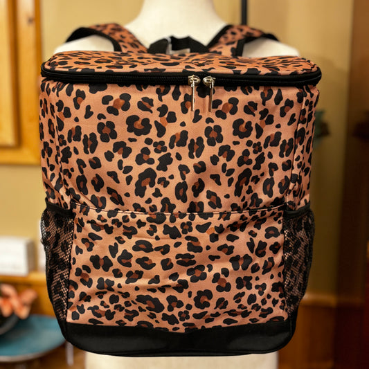 Backpack Cooler Bag in Leopard Print