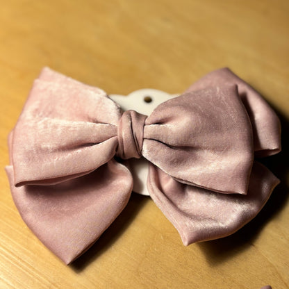 Dusty Pink Bow Barrette with Alligator Clip