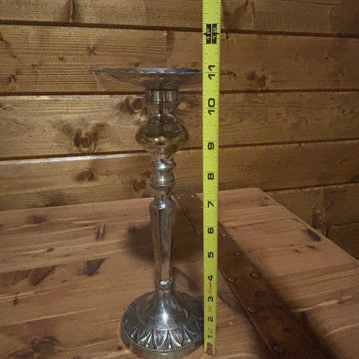 Silver Plated Candlestick 11” tall