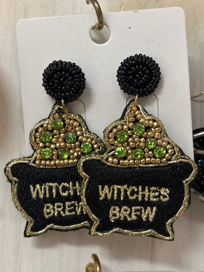Halloween Spooky Statement Post Back Earrings BOO • Black Cat • Witches Hat • Orange BOO