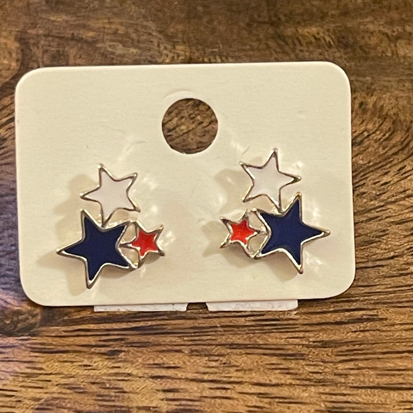 USA Red White and Blue Stars Earrings