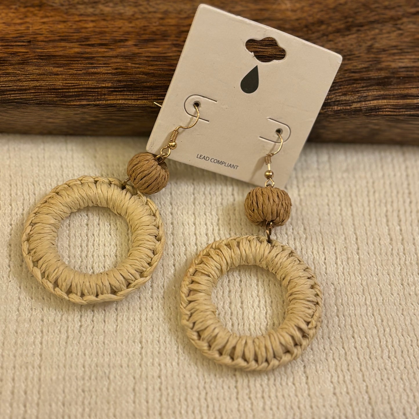 Double Circle Rattan Round Dangle Earrings