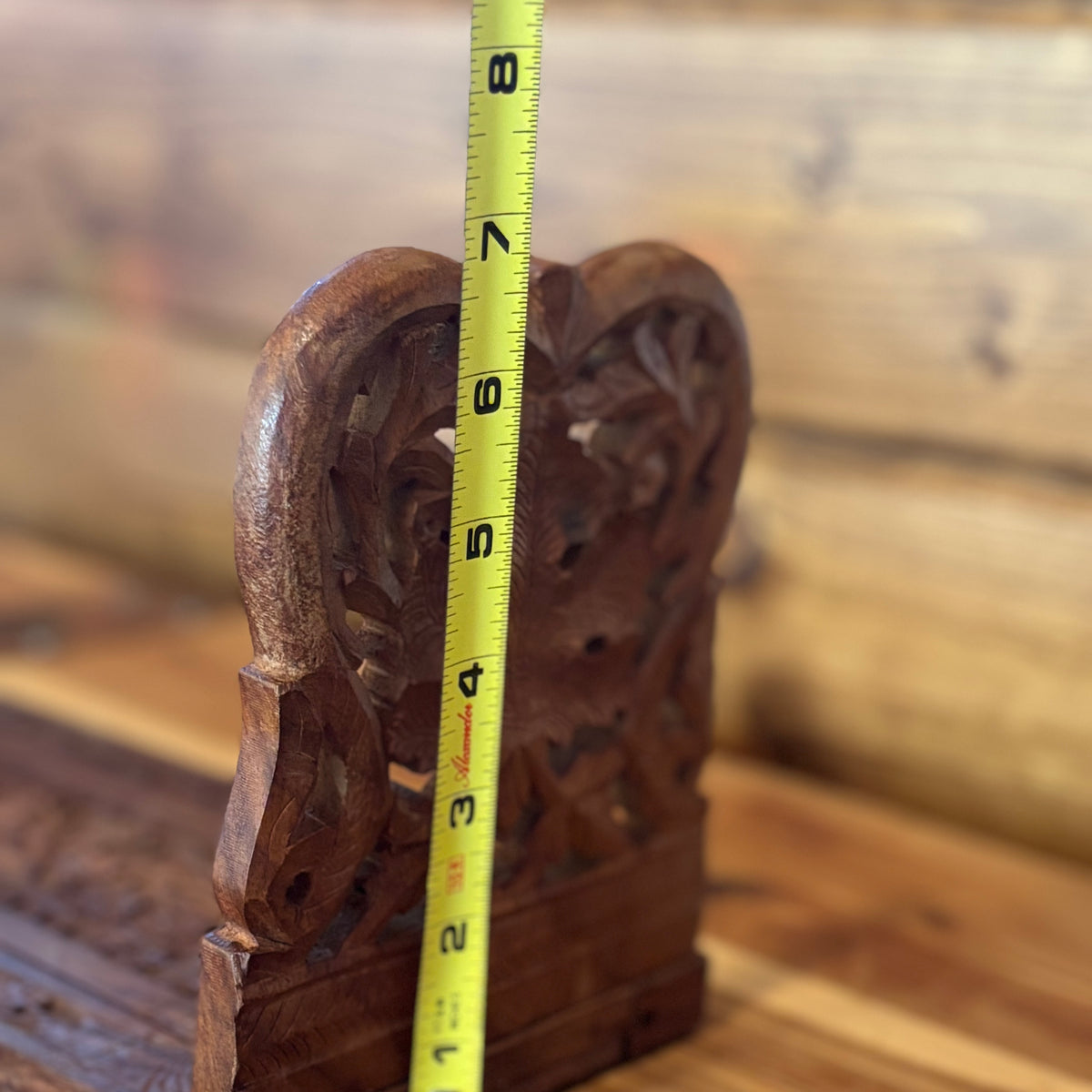 Vintage Hand Carved Wood Book Slide Sheesham Indian Rosewood