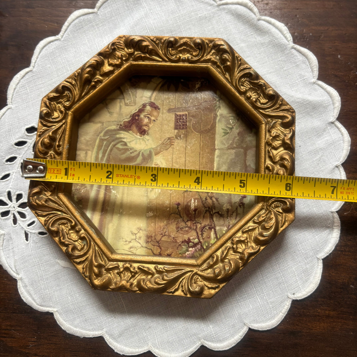 Vintage Octagonal Frame of Jesus Knocking at the Door