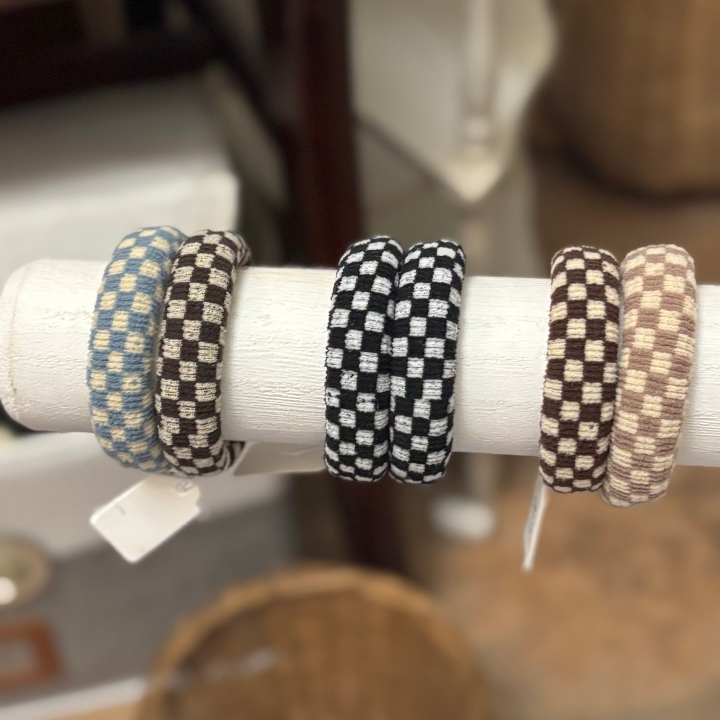 Checkered Ponytail Holder/Hair Tie Set of 2