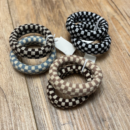 Checkered Ponytail Holder/Hair Tie Set of 2