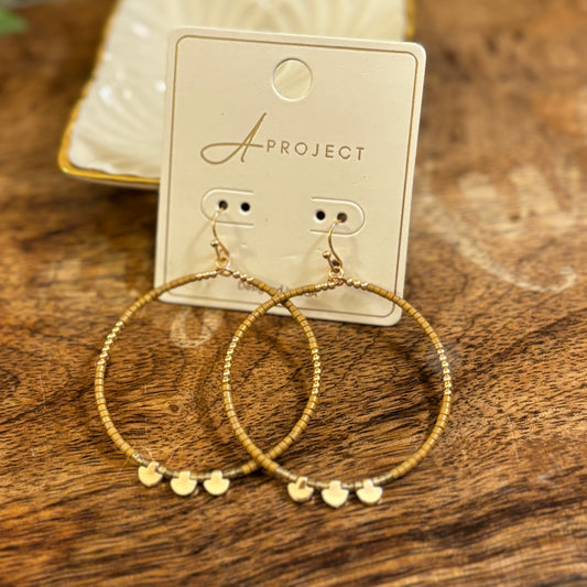 Seed Beaded Circle Drop Earrings