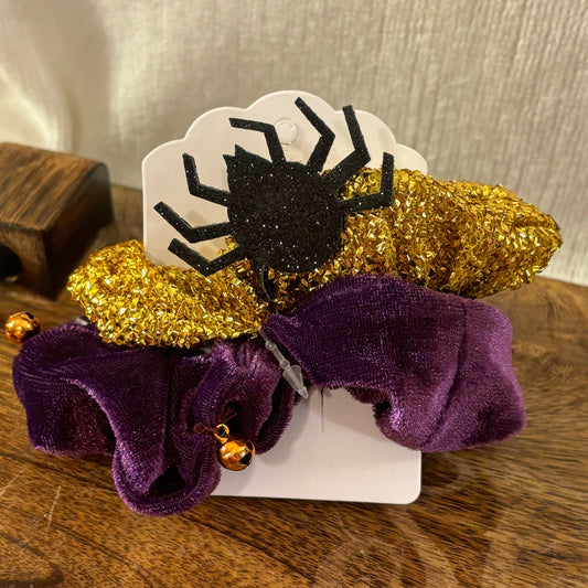 Halloween Fun Hair Scrunches Set of 2 Spider and Bells