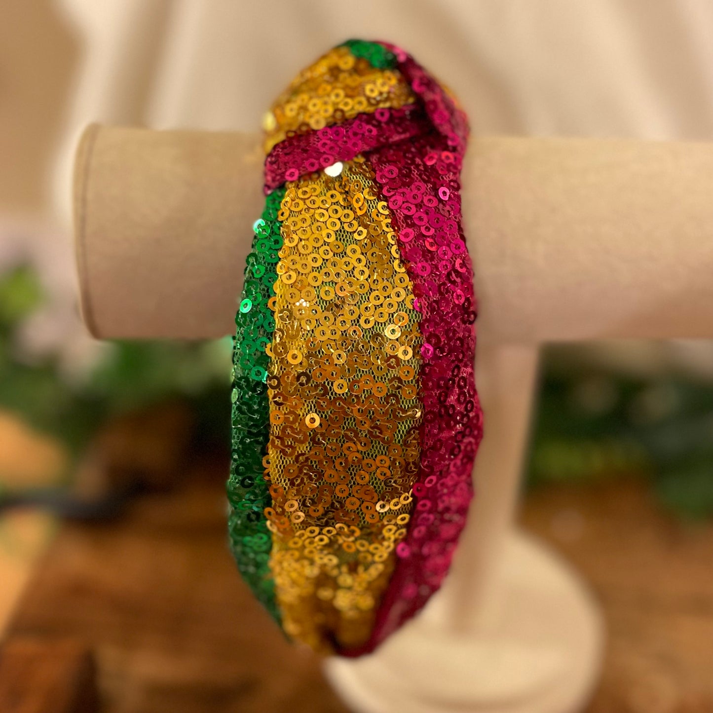 Mardi Gras Top Knot Headband