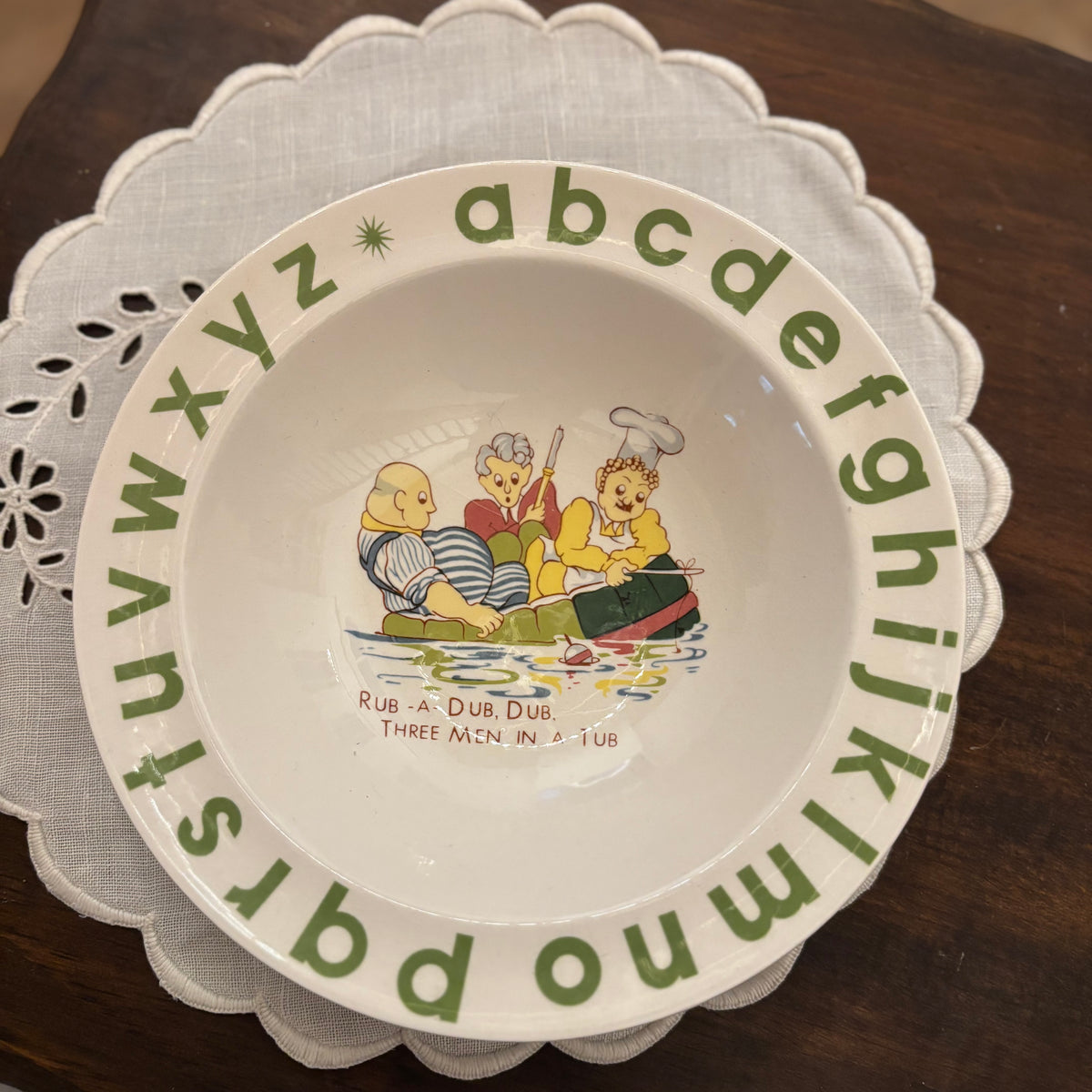 Vintage Glo-stone 3pc Set Alphabet Nursery Rhyme