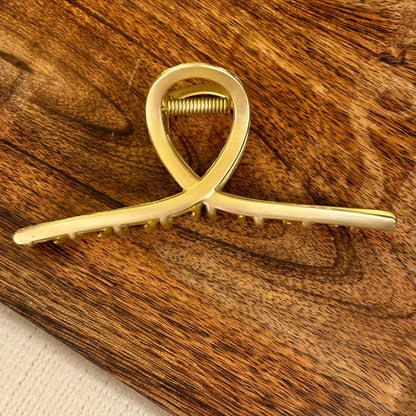 Hair Claw Clip 4” Matte Gold Metal Claw Clip Featuring Smooth Pattern