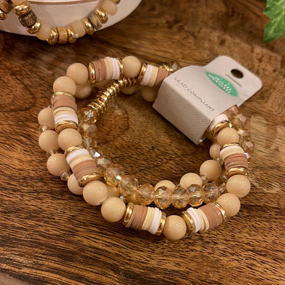 Natural Beaded Stretch Bracelets or Earrings