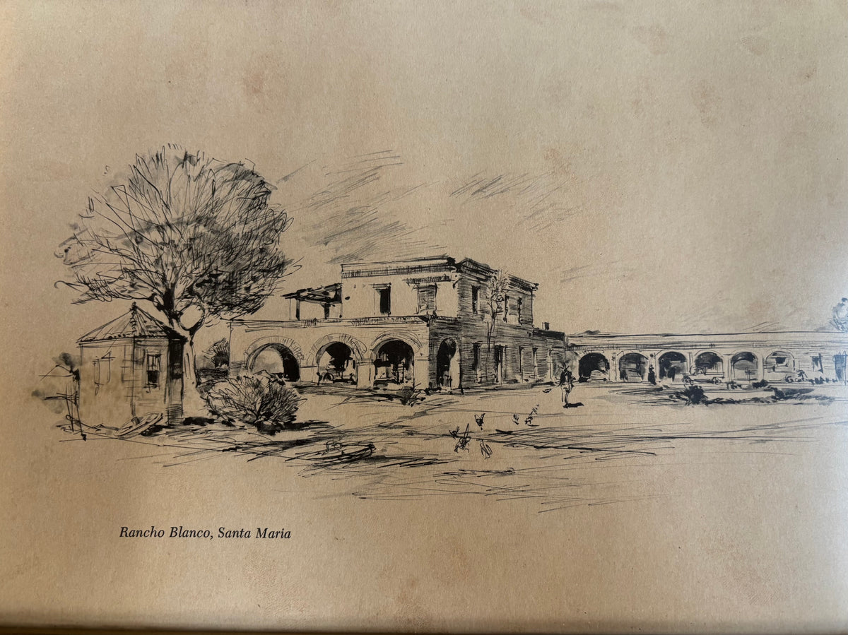 Pair of Framed Panoramic Prints Featuring Architectural Sketches of Historic Texas