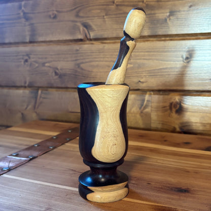Vintage Handcrafted Wooden Mortar and Pestle