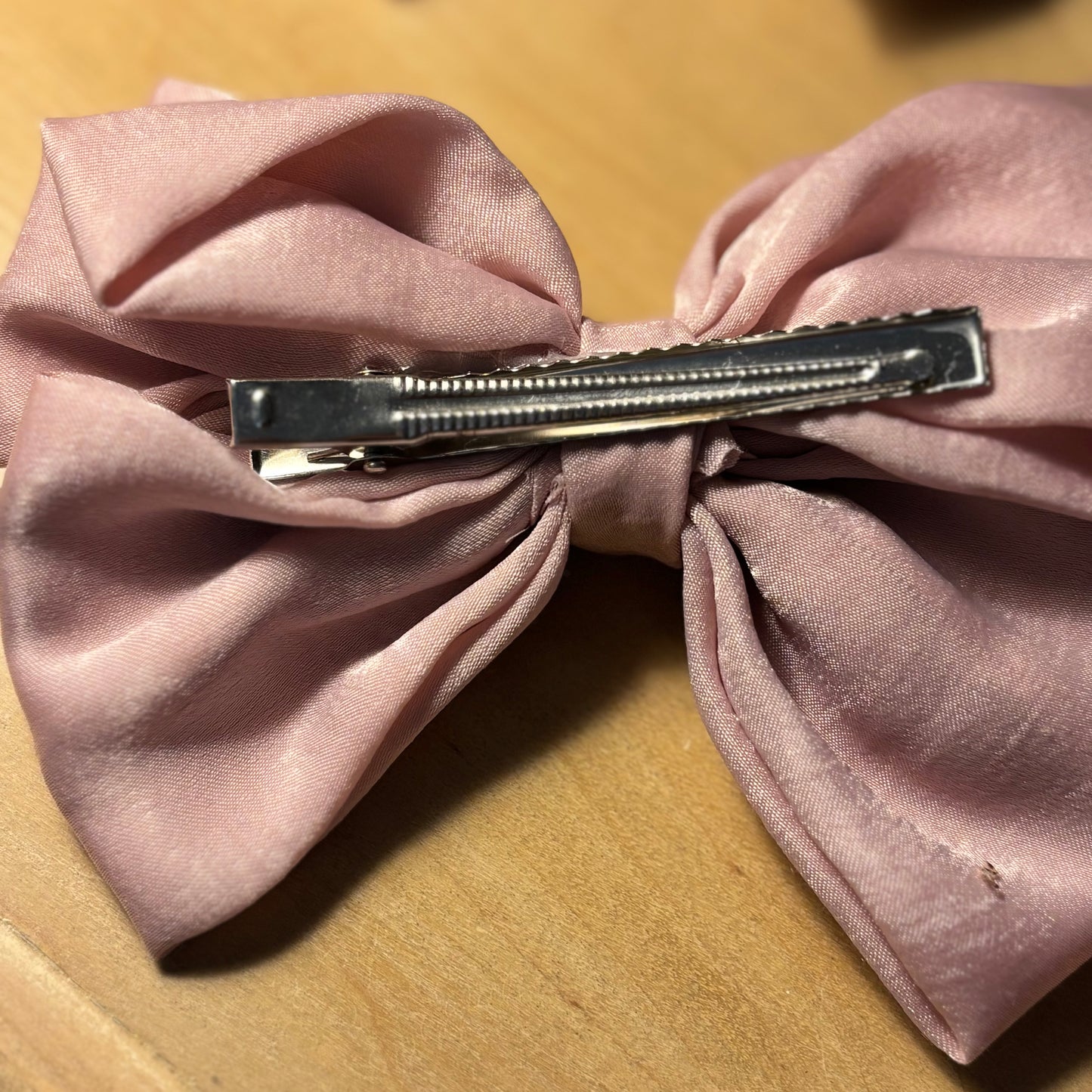 Dusty Pink Bow Barrette with Alligator Clip