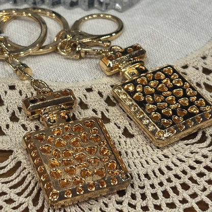 Rhinestone Embellished Parfum Shaped Keychain