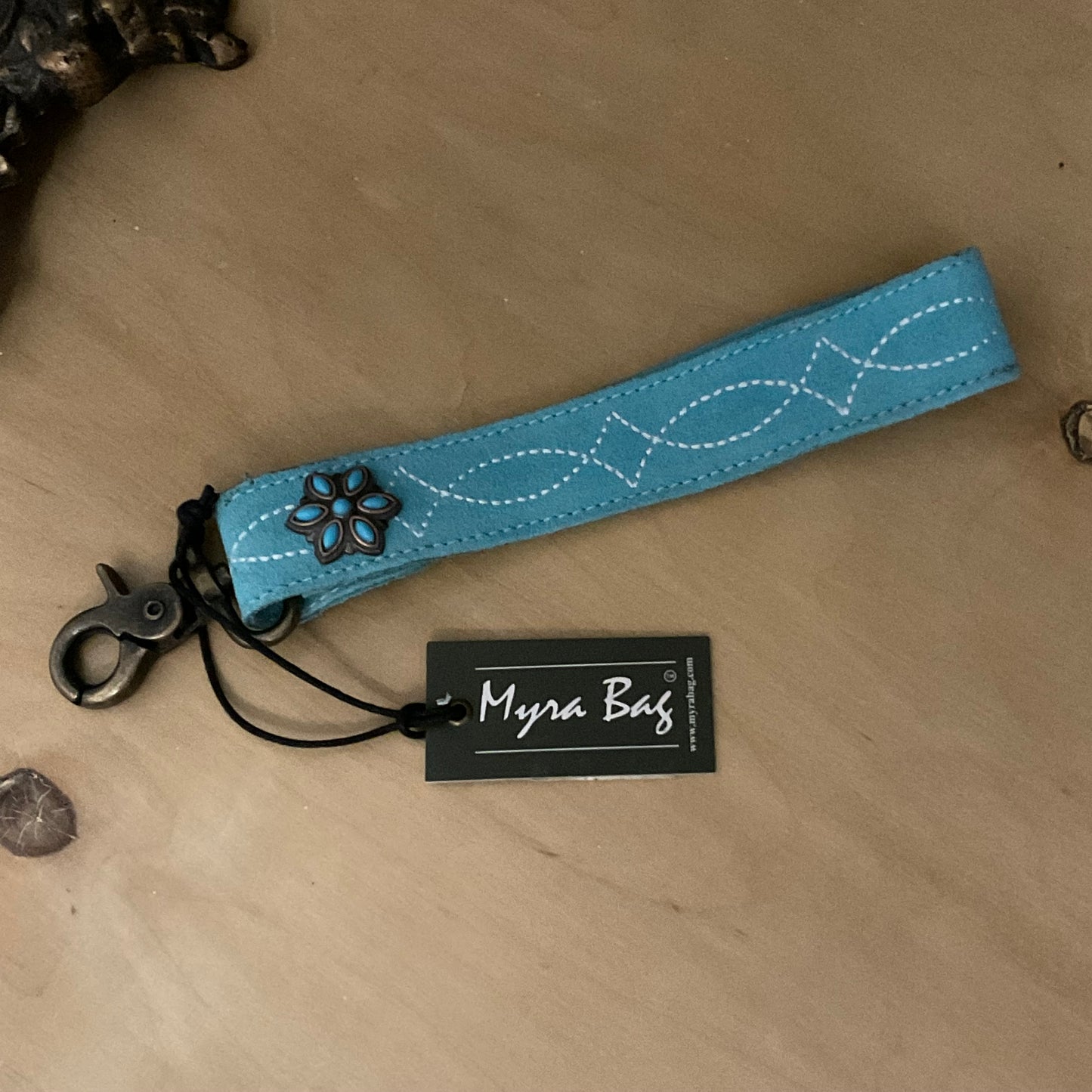 RODEO Rose Leather Key Fob in Blue