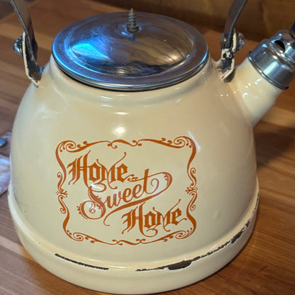 Home Sweet Home Enamelware Tea Kettle