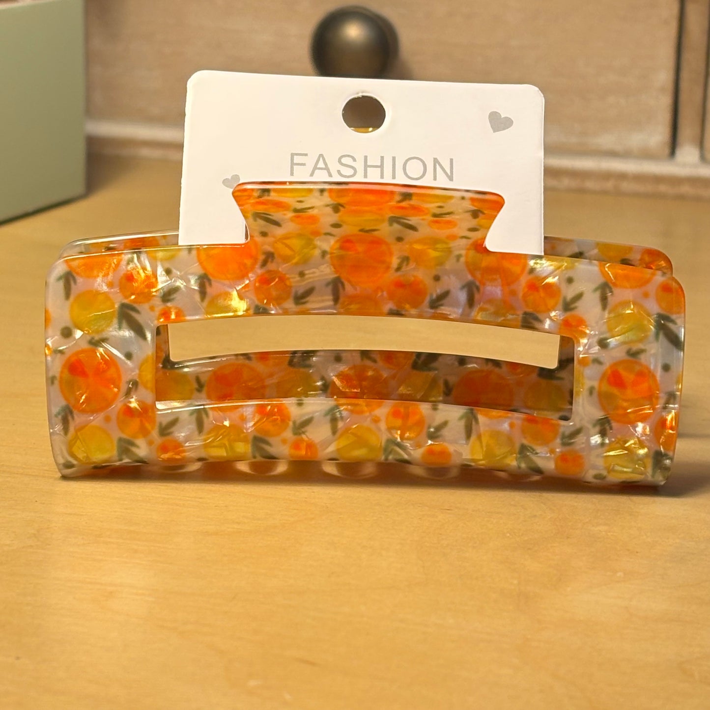 Hair Claw Clip 4” Tangerine and Lemons
