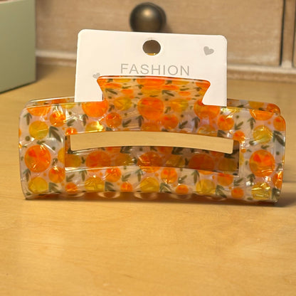 Hair Claw Clip 4” Tangerine and Lemons