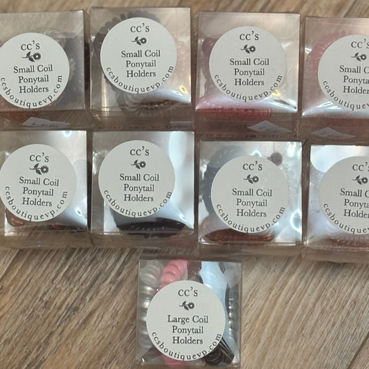 Large or Small Coil Ponytail Holders Set of 4