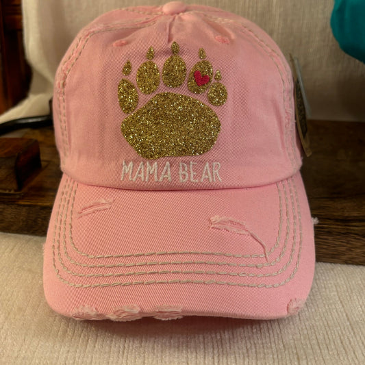 Mama BEAR Hats with Adjustable Back • Pink