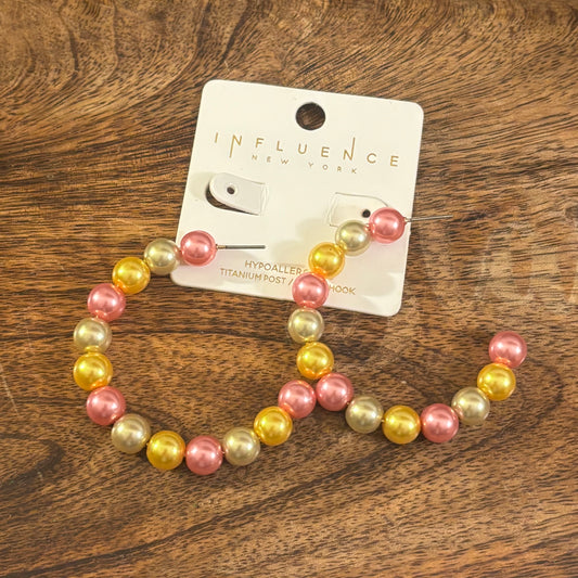Pastel Color Beaded Hoop