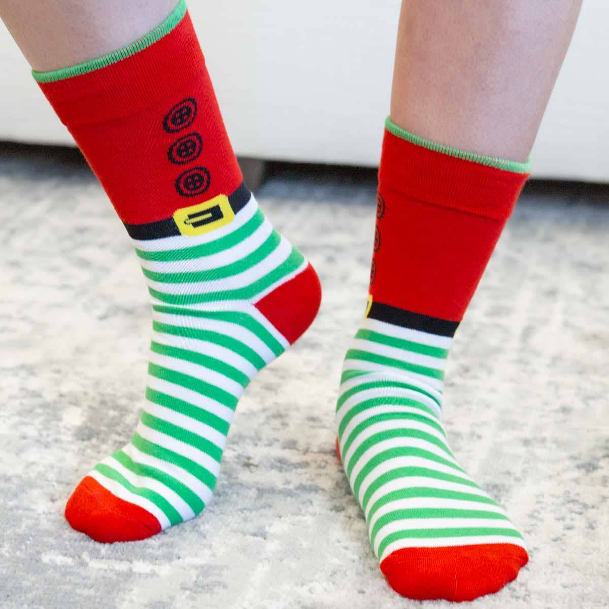 Women's Santa Belt Festive Socks Red/Green/White   One Size