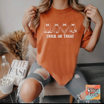 Trick or Treat Ghosts Fall Halloween Graphic Tee