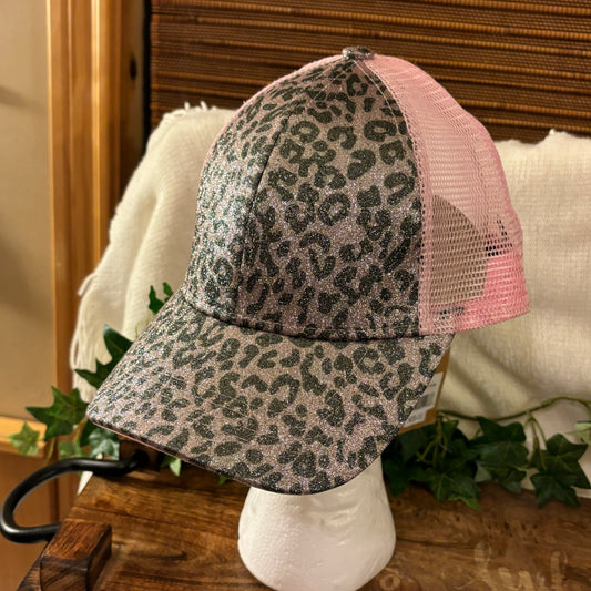 C.C® Cheetah Print Ponytail Baseball Cap