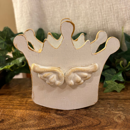 Crown Trinket Dish made of Wood Painted and Distressed with Gold Embellishments