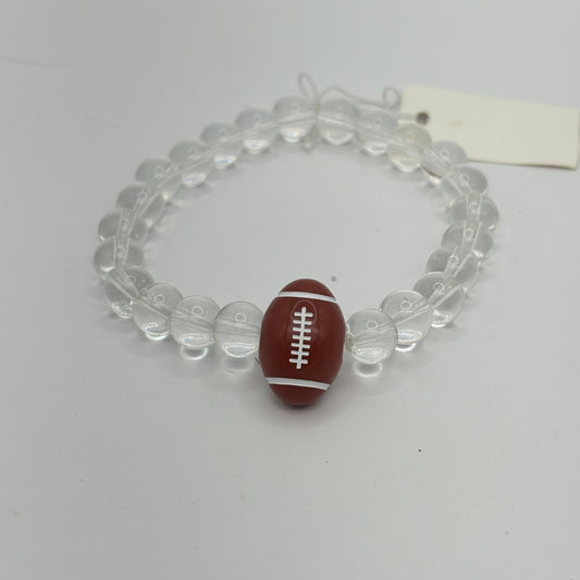 Clear Beaded Stretch Bracelet with Football Bead